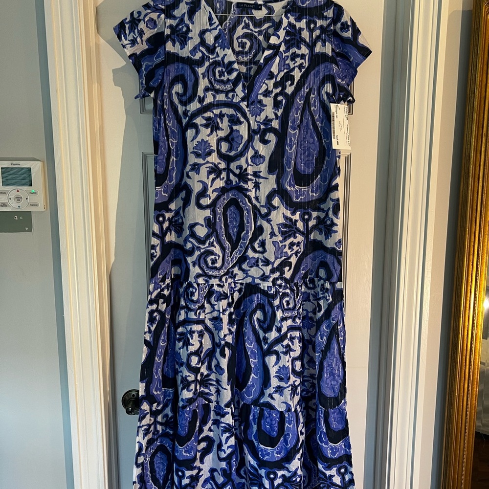Stylish Blue and White Midi Dress